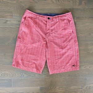 O’Neill Hybrid Red Striped Men’s Shorts, Size 34
